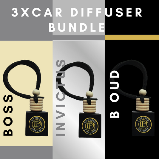 3 x Car Air Freshener Diffusers Inspired By Designer Fragrances  Bottled Boss, Black Oud & Invictus