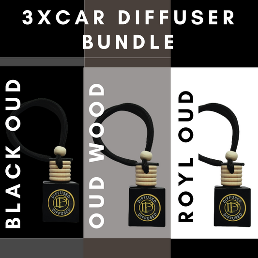 3 x Car Air Freshener Diffusers Inspired By Designer Fragrances Black Oud, Oud Wood & Royal Oud